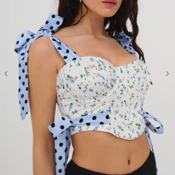 For Love And Lemons Tops - For love and lemons Eugene Polka Dot Floral crop top NWT